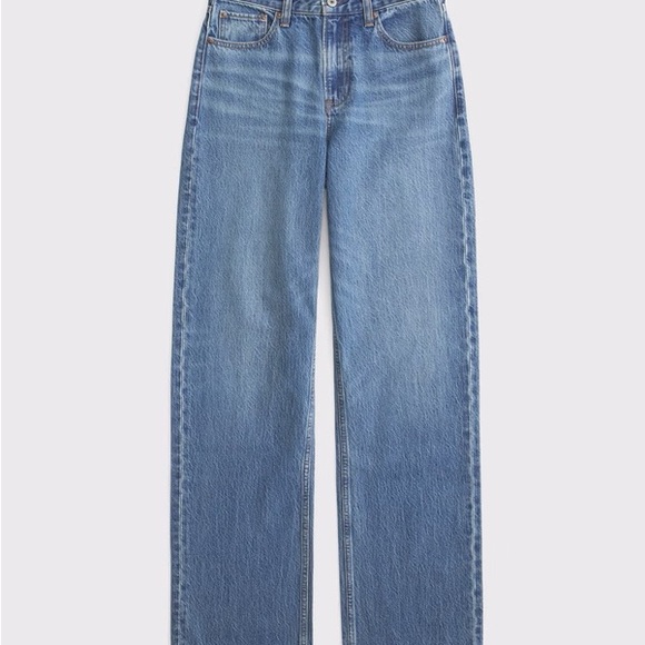 Abercrombie & Fitch Denim - Abercrombie & Fitch High-Rise Straight Leg Jeans - Light Blue